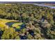 Scenic aerial view of a lush golf course with a tranquil pond, mature trees, and upscale homes at 5208 Holly Forest, Hollywood, SC 29449