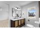 Bright bathroom featuring modern fixtures, double sinks, and neighborhood views at 5286 Waterview Dr, North Charleston, SC 29418