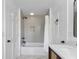 Modern bathroom featuring a tiled shower and neutral walls at 5286 Waterview Dr, North Charleston, SC 29418