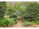 Scenic garden path lined with lush greenery, leading through a gate in the distance at 7 Guerard Rd, Charleston, SC 29407