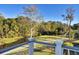 A view from the back porch showing the pond and pristine green fairway beyond the manicured lawn and trees at 8638 Scottish Troon Ct, North Charleston, SC 29420