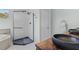 This bright bathroom features a glass enclosed shower and large soaking tub at 1324 Southlake Dr, Mount Pleasant, SC 29464