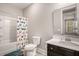 Bathroom featuring vanity with undermount sink, toilet and tub/shower combo at 1427 Homecoming Blvd, Ravenel, SC 29470