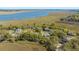 Scenic aerial view features homes nestled among trees with marsh and waterfront, offering a tranquil coastal setting at 1521 Hurtes Island Dr, Charleston, SC 29407