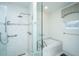 Spa-like bathroom features a luxurious shower and soaking tub with marble tile at 1521 Hurtes Island Dr, Charleston, SC 29407
