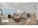 Comfortable living room adjacent to an open kitchen with an oversized couch at 158 Woodland Oak Way, Summerville, SC 29485