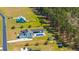 Suburban view highlighting a home with pool, a neatly trimmed yard, and a backdrop of a dense forest at 161 Ryefield Ln, Ridgeville, SC 29472