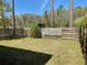 Fenced backyard with lawn, decorative shrubbery, and mature trees at 1659 Seabago Dr, Charleston, SC 29414