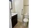 Bathroom featuring single vanity and a toilet with supportive bars at 1659 Seabago Dr, Charleston, SC 29414
