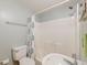 Well-maintained bathroom featuring a shower/tub combination, toilet, and a simple sink vanity with a mirror at 1706 W Avalon Cir, Charleston, SC 29407