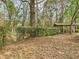 Spacious backyard with mature trees, quaint covered patio, and established landscaping at 1876 Chilhowee Dr, Johns Island, SC 29455