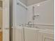 Close-up of a modern walk-in tub with chrome fixtures, designed for easy access and safety at 215 Angora Way, Summerville, SC 29485