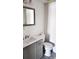 Bathroom featuring gray vanity with a square mirror, toilet, and modern fixtures at 2467 Birkenhead Dr, Charleston, SC 29414