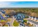 Scenic aerial perspective showcasing a neighborhood with a pond, surrounded by lush trees at 316 Green Fern Dr, Summerville, SC 29483