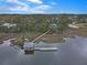 Breathtaking aerial view of waterfront property with private dock, lush greenery, and serene surroundings at 4086 Lady Banks Ln, Ravenel, SC 29470