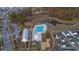 An overhead image of the community pool surrounded by homes and dense trees at 460 Cool Bend Ln, Summerville, SC 29486
