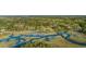 Gorgeous aerial view of waterfront homes with private docks and surrounding forest at 5758 Chisolm Rd, Johns Island, SC 29455