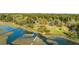 Scenic aerial view of waterfront property with docks extending into the marsh at 5758 Chisolm Rd, Johns Island, SC 29455