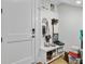Functional entryway with storage bench and organizational hooks at 614 Cummings Chapel Rd, Ridgeville, SC 29472