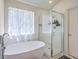Elegant bathroom featuring a standalone tub, modern shower, and bright lighting at 628 Alwyn Blvd, Summerville, SC 29485