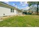Well-maintained backyard featuring a patio, fenced perimeter and lush green grass at 112 Retriever Ln, Goose Creek, SC 29445