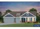Charming single-Gathering home featuring blue siding, a covered porch, and a two-car garage at 125 Trillium Cir, Summerville, SC 29486