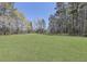 Sprawling green backyard bordered by mature trees and a small storage shed at 1298 French Santee Rd, Jamestown, SC 29453