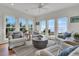 Cozy living area with comfortable seating and stunning ocean views from multiple windows at 1702 Palmetto Blvd, Edisto Island, SC 29438