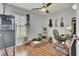 Bedroom features a ceiling fan, window, cat tree and decorations at 1844 Hubbell Dr, Mount Pleasant, SC 29466