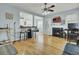 Open living room with fireplace and breakfast bar at 1844 Hubbell Dr, Mount Pleasant, SC 29466