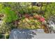 Aerial view of the roof and backyard with blooming landscaping at 205 Fairchild St, Daniel Island, SC 29492