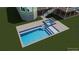 New swimming pool and hot tub in backyard, with waterfall feature and decking at 24 Waterway Island Dr, Isle of Palms, SC 29451