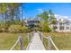 Stunning luxury homes seen from dock, set amongst trees and manicured landscaping with blue skies at 3121 Marshgate Dr, Johns Island, SC 29455