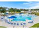 Aerial view of a pool with multiple areas, lounge chairs, and umbrellas at 315 Black Birch Dr, Summerville, SC 29486