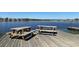 Picnic tables on a wooden deck overlooking a lake offering a picturesque outdoor setting at 327 Freeland Way, Moncks Corner, SC 29461
