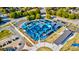 Aerial view of a community playground with multiple play areas and shade covers for children at 5040 Lancaster St, North Charleston, SC 29405