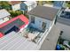 Aerial view showcasing a rooftop terrace with outdoor seating and string lights at 7 Fields Pl, Charleston, SC 29403