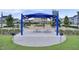 Shaded picnic area at the playground, featuring tables and grills with playground equipment and Gathering-friendly houses nearby at 804 Buckler St, Summerville, SC 29486