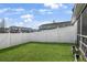 A spacious backyard featuring green grass and a tall white fence for privacy at 8842 Gable St, North Charleston, SC 29406