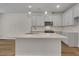 Modern kitchen with stainless steel appliances, quartz countertops, designer backsplash, and kitchen island at 930 Dusk Dr, Summerville, SC 29486