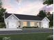 Charming one-story home with white siding, a black roof, two garages, and a neatly landscaped front yard at 960 Dusk Dr, Summerville, SC 29486