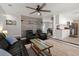 Open-concept living space boasts a seamless transition to the kitchen and dining area at 112 Lois Cir, Moncks Corner, SC 29461
