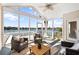 A screened porch provides shade to wicker chairs, a wooden table, and expansive views of the lake at 1124 Clearspring Dr, Charleston, SC 29412