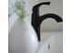 Close-up of a modern black faucet and a sleek white sink, paired with a decorative vase at 12 Elliott St # A, Charleston, SC 29401