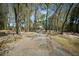 Long driveway leads to a charming home nestled among tall trees, creating a sense of privacy and seclusion at 1212 Pinopolis Rd, Moncks Corner, SC 29461