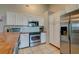 Modern kitchen with stainless steel appliances, white cabinets, and a butcher block countertop at 1257 Maryland Dr, Ladson, SC 29456
