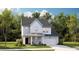 Charming two-story home with light blue siding, attached garage, and a welcoming front porch with rocking chairs at 198 Belfort Pl, Summerville, SC 29486