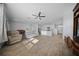 Open-concept living room showcasing hardwood floors, recessed lighting, and a ceiling fan at 225 Sedona Dr, Summerville, SC 29486