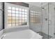 Bright bathroom features a glass shower enclosure, bathtub, and plenty of natural light at 2353 Eagle Creek Dr, Charleston, SC 29414