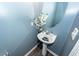 Elegant powder room featuring a pedestal sink, stylish faucet, and decorative accents at 2431 Thoreau Ln, Charleston, SC 29406